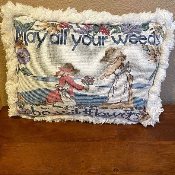 May All Your Weeds Be Wildflowers Embroidered Pillow - Picture 7 of 16